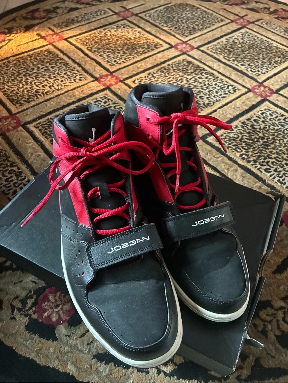 Jordan Men’s Black and Red High-Top Athletic Sneakers